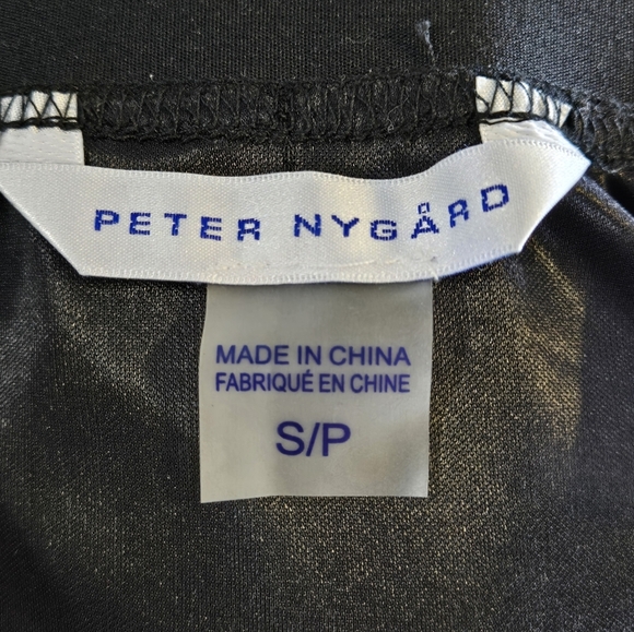 Peter Nygard Metallic Pleated Skirt Silver Black Midi Skirt Shiny Size S - Picture 6 of 7